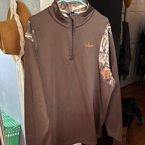 Huntworth Men's Brown Camo Zip Up Sweater